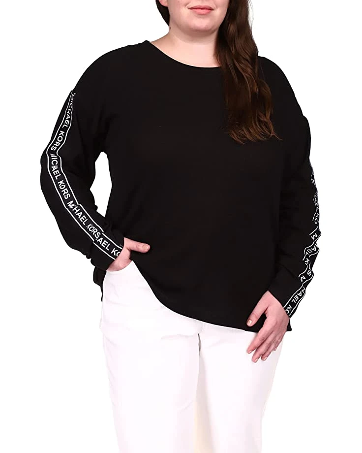 MICHAEL Michael Kors Plus Size Waffle Logotape Long Sleeve Top | Shirts & Tops 1 MICHAEL Michael Kors Plus Size Waffle Logotape Long Sleeve Top | Shirts & Tops