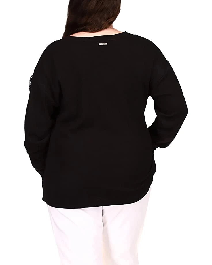 MICHAEL Michael Kors Plus Size Waffle Logotape Long Sleeve Top | Shirts & Tops 3 MICHAEL Michael Kors Plus Size Waffle Logotape Long Sleeve Top | Shirts & Tops - Image 3
