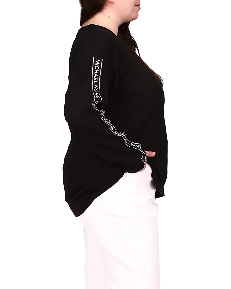 MICHAEL Michael Kors Plus Size Waffle Logotape Long Sleeve Top | Shirts & Tops 4 MICHAEL Michael Kors Plus Size Waffle Logotape Long Sleeve Top | Shirts & Tops - Image 4