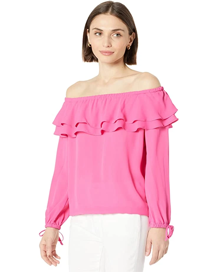 MICHAEL Michael Kors Petite Ruffle Peasant Top | Shirts & Tops 1 MICHAEL Michael Kors Petite Ruffle Peasant Top | Shirts & Tops
