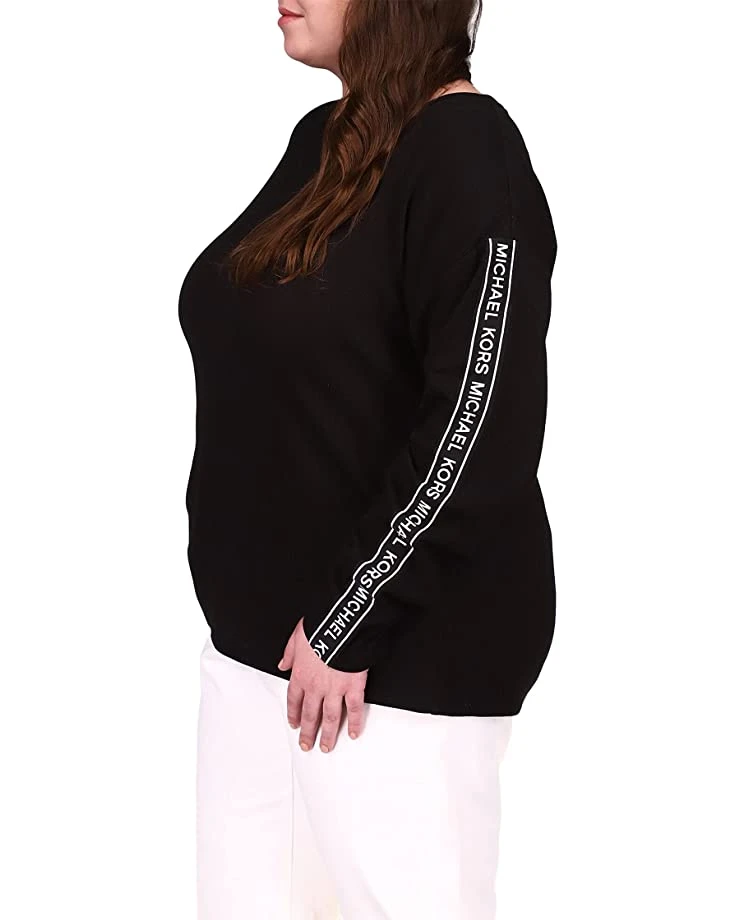 MICHAEL Michael Kors Plus Size Waffle Logotape Long Sleeve Top | Shirts & Tops 2 MICHAEL Michael Kors Plus Size Waffle Logotape Long Sleeve Top | Shirts & Tops - Image 2
