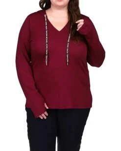 Outlet Michael Kors Store 20 MICHAEL Michael Kors Plus Size V-Neck Fitted Sweatshirt | Shirts & Tops