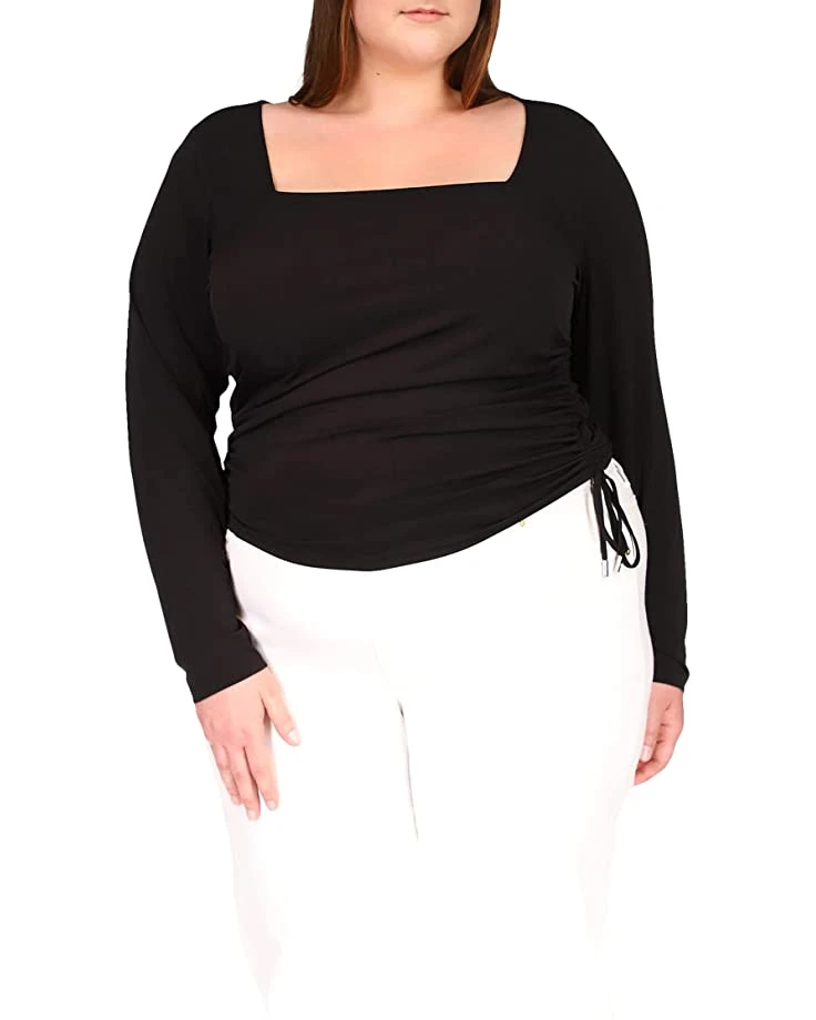 MICHAEL Michael Kors Plus Size Square Neck Ruched Long Sleeve Top | Shirts & Tops 1 MICHAEL Michael Kors Plus Size Square Neck Ruched Long Sleeve Top | Shirts & Tops