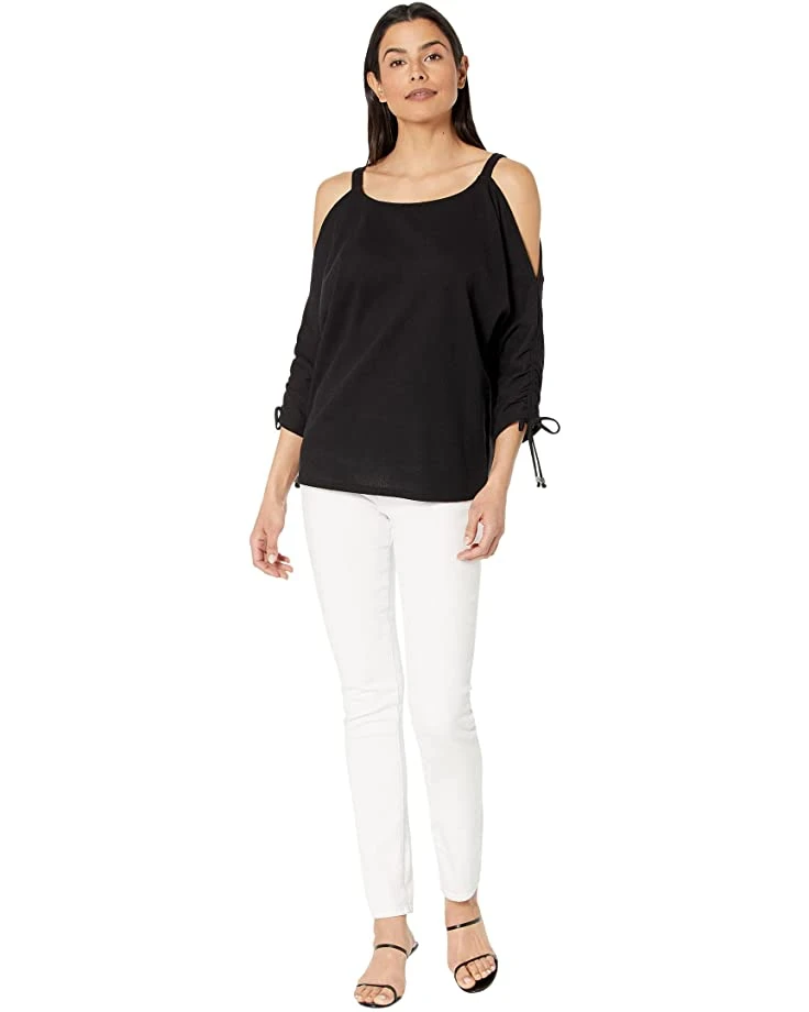 MICHAEL Michael Kors Waffle Ruche Sleeve Top | Shirts & Tops 4 MICHAEL Michael Kors Waffle Ruche Sleeve Top | Shirts & Tops - Image 4
