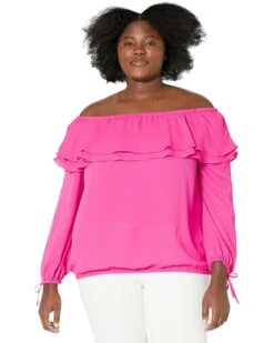 MICHAEL Michael Kors Plus Size Ruffle Peasant Top | Shirts & Tops 9 MICHAEL Michael Kors Plus Size Ruffle Peasant Top | Shirts & Tops -Outlet Michael Kors Store 716C 9EMMPL. AC SR736920