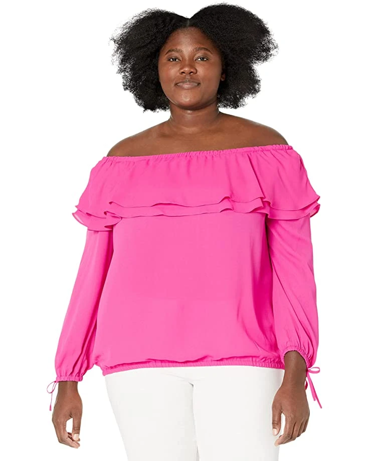 MICHAEL Michael Kors Plus Size Ruffle Peasant Top | Shirts & Tops 5 MICHAEL Michael Kors Plus Size Ruffle Peasant Top | Shirts & Tops - Image 5