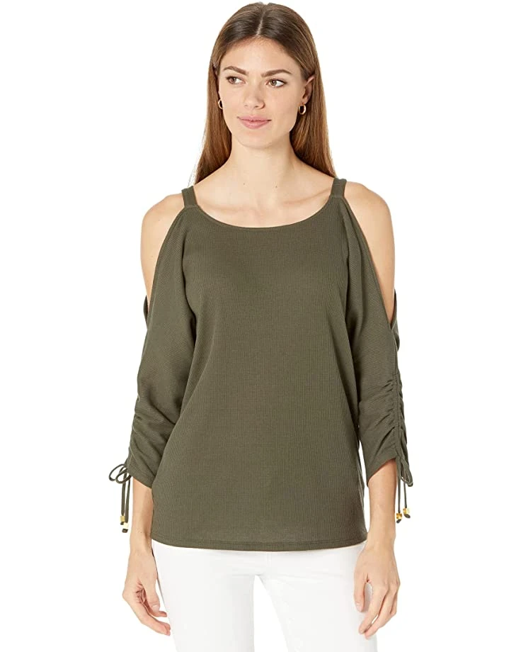 MICHAEL Michael Kors Waffle Ruche Sleeve Top | Shirts & Tops 5 MICHAEL Michael Kors Waffle Ruche Sleeve Top | Shirts & Tops - Image 5