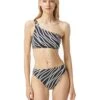MICHAEL Michael Kors Diagonal Logo Ring One Shoulder Bikini Top | Swimwear
