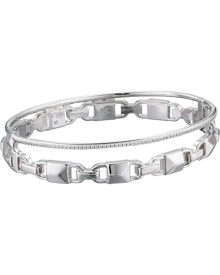 Michael Kors Precious Metal-Plated Sterling Silver Mercer Link Pavé Halo Bangle Bracelet | Bracelets 4 Michael Kors Precious Metal-Plated Sterling Silver Mercer Link Pavé Halo Bangle Bracelet | Bracelets - Image 4