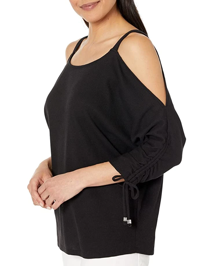 MICHAEL Michael Kors Waffle Ruche Sleeve Top | Shirts & Tops 3 MICHAEL Michael Kors Waffle Ruche Sleeve Top | Shirts & Tops - Image 3
