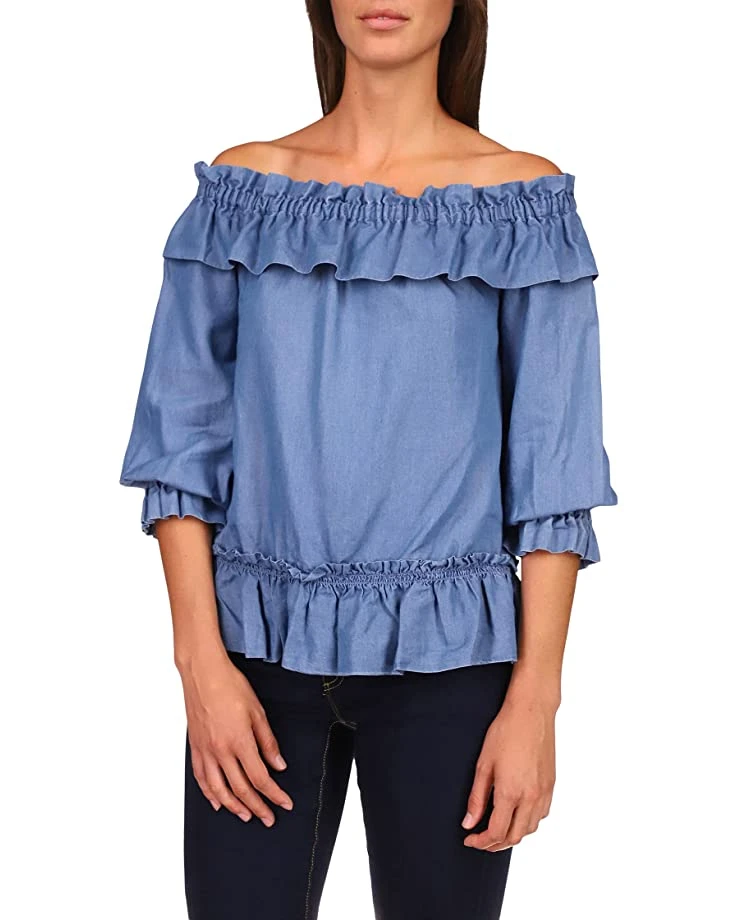 MICHAEL Michael Kors Bar Shoulder Ruffle Top | Shirts & Tops 1 MICHAEL Michael Kors Bar Shoulder Ruffle Top | Shirts & Tops