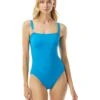 MICHAEL Michael Kors Logo Solid Square Neck One-Piece | Swimwear