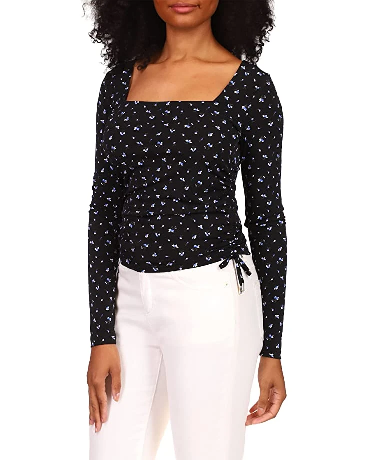 MICHAEL Michael Kors Petite Floral Square Neck Ruched Long Sleeve Top | Shirts & Tops 1 MICHAEL Michael Kors Petite Floral Square Neck Ruched Long Sleeve Top | Shirts & Tops
