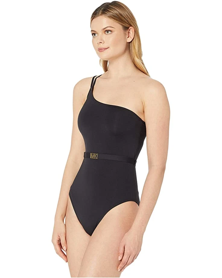 MICHAEL Michael Kors Logo Solids One Shoulder One-Piece | Swimwear 2 MICHAEL Michael Kors Logo Solids One Shoulder One-Piece | Swimwear - Image 2