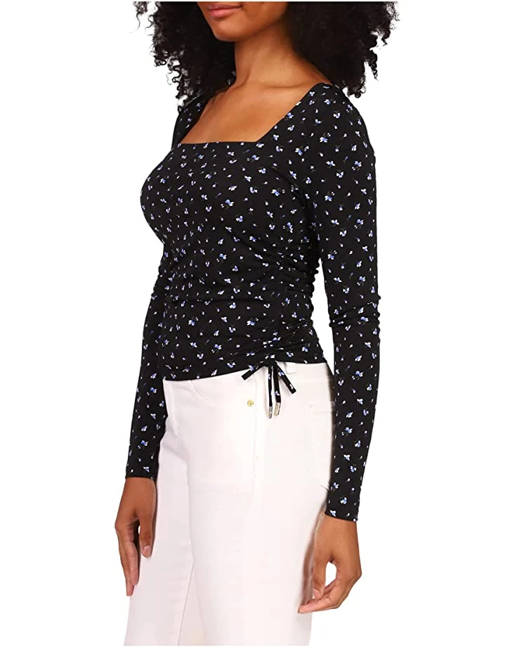 MICHAEL Michael Kors Floral Square Neck Ruched Long Sleeve Top | Shirts & Tops 2 MICHAEL Michael Kors Floral Square Neck Ruched Long Sleeve Top | Shirts & Tops - Image 2