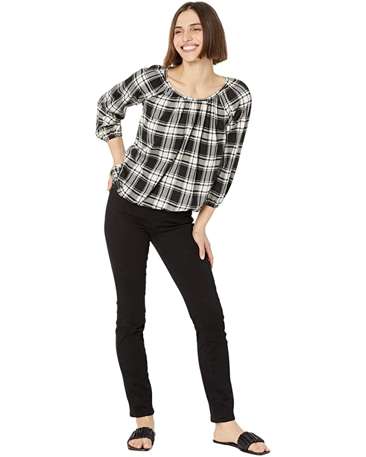 MICHAEL Michael Kors Petite Buffalo Check Peasant Top | Shirts & Tops 4 MICHAEL Michael Kors Petite Buffalo Check Peasant Top | Shirts & Tops - Image 4