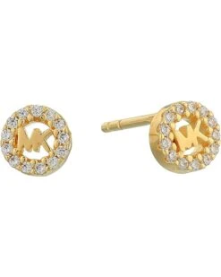 Michael Kors Precious Metal-Plated Sterling Silver Pavé Logo Studs Earrings