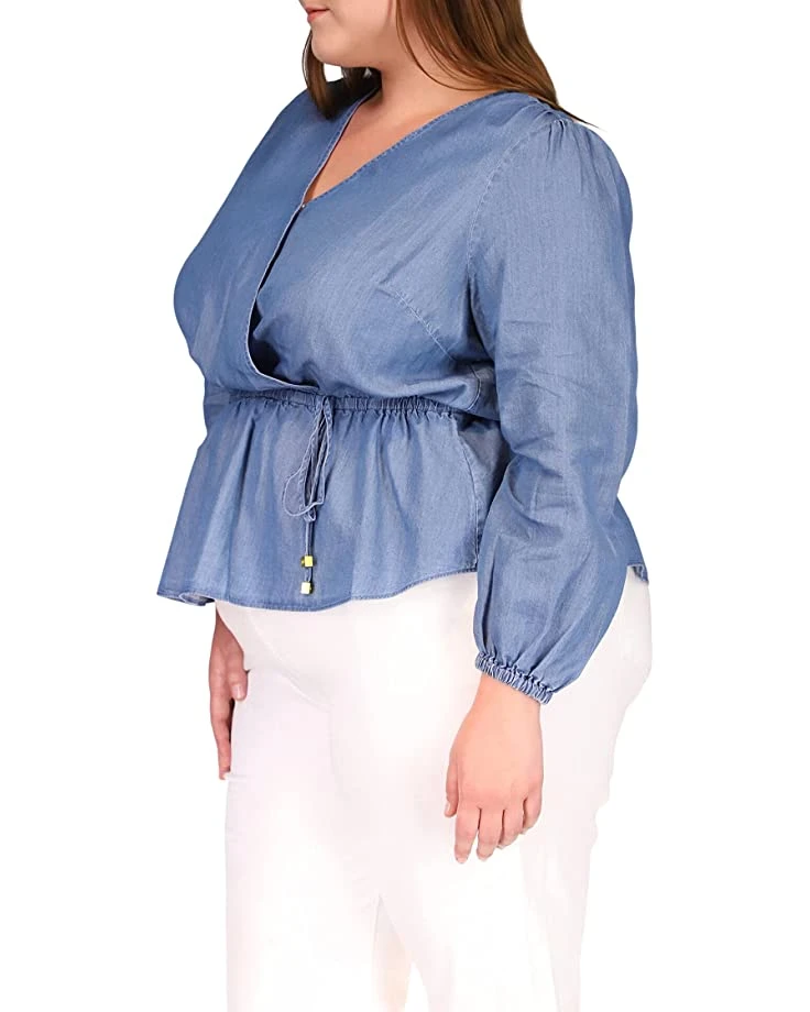 MICHAEL Michael Kors Plus Size Long Sleeve Wrap Top | Shirts & Tops 2 MICHAEL Michael Kors Plus Size Long Sleeve Wrap Top | Shirts & Tops - Image 2