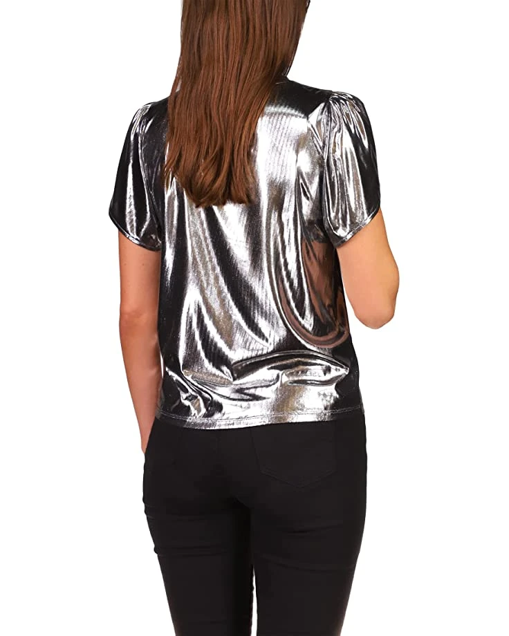 MICHAEL Michael Kors Petite Foil Jersey Petal Sleeve Top | Shirts & Tops 3 MICHAEL Michael Kors Petite Foil Jersey Petal Sleeve Top | Shirts & Tops - Image 3