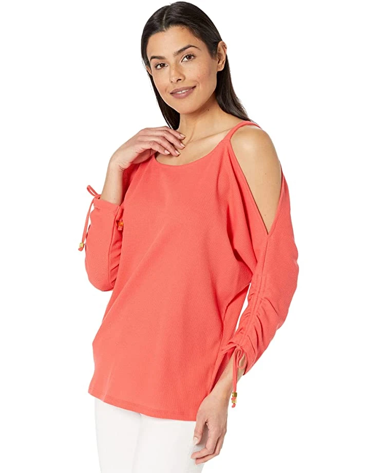 MICHAEL Michael Kors Waffle Ruche Sleeve Top | Shirts & Tops 6 MICHAEL Michael Kors Waffle Ruche Sleeve Top | Shirts & Tops - Image 6