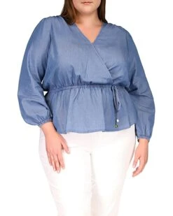 MICHAEL Michael Kors Plus Size Long Sleeve Wrap Top | Shirts & Tops