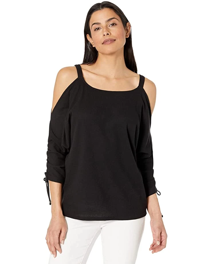 MICHAEL Michael Kors Waffle Ruche Sleeve Top | Shirts & Tops 1 MICHAEL Michael Kors Waffle Ruche Sleeve Top | Shirts & Tops