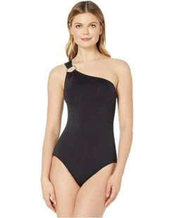 MICHAEL Michael Kors Iconic Solids One Shoulder One-Piece | Swimwear