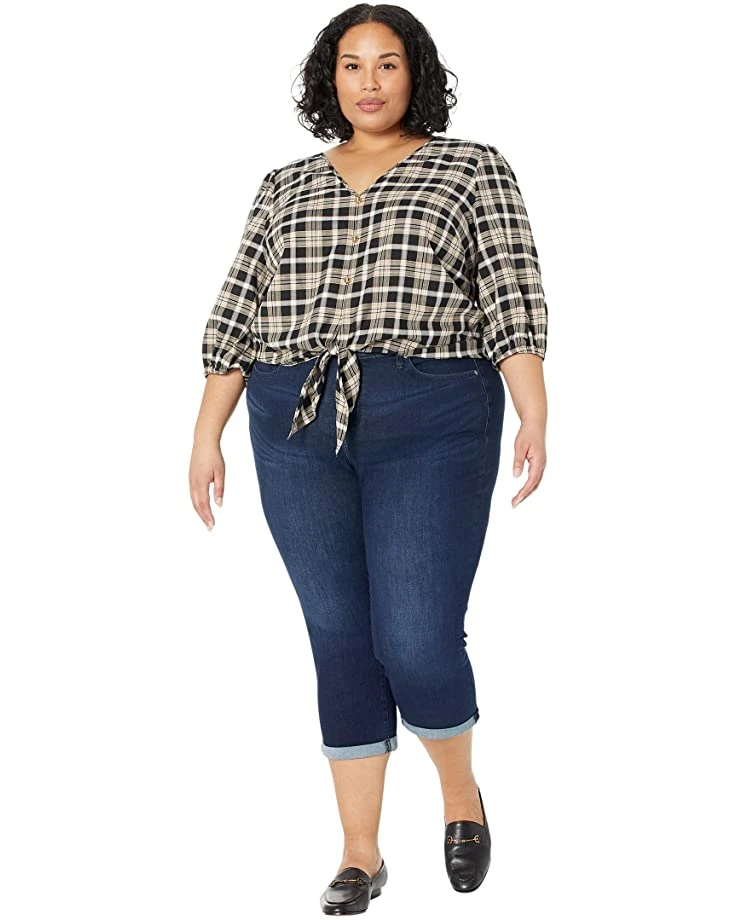 MICHAEL Michael Kors Plus Size Yarn-Dye Flannel Tie Front Top | Shirts & Tops 4 MICHAEL Michael Kors Plus Size Yarn-Dye Flannel Tie Front Top | Shirts & Tops - Image 4