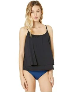 MICHAEL Michael Kors Iconic Solids Double Layer Tankini Top | Swimwear