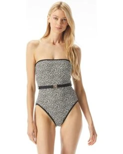 MICHAEL Michael Kors Mini Leopard Belted Bandeau One-Piece | Swimwear