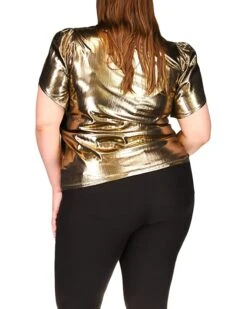 MICHAEL Michael Kors Plus Size Foil Jersey Petal Sleeve Top | Shirts & Tops -Outlet Michael Kors Store 814tLrE3WCL. AC SR736920