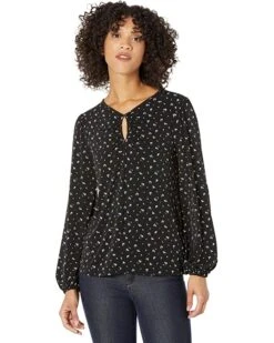 MICHAEL Michael Kors Floral Keyhole Long Sleeve Top | Shirts & Tops