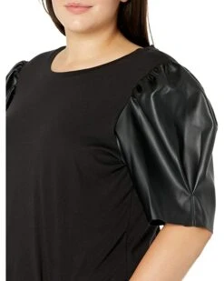 MICHAEL Michael Kors Plus Size T-Shirt with Leather Sleeve | Shirts & Tops -Outlet Michael Kors Store 81MQrLmxtoL. AC SR736920