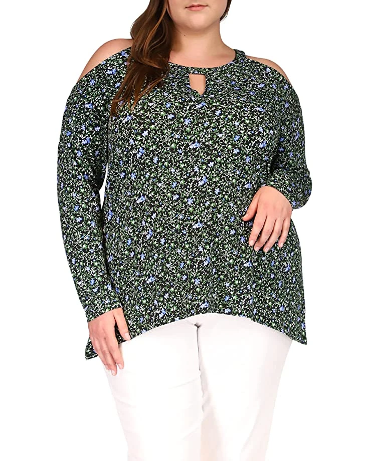 MICHAEL Michael Kors Plus Size Floral Cold-Shoulder Top | Shirts & Tops 1 MICHAEL Michael Kors Plus Size Floral Cold-Shoulder Top | Shirts & Tops