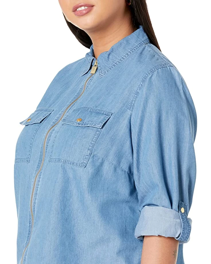 MICHAEL Michael Kors Plus Size Tencel Dog Tag Top | Shirts & Tops 3 MICHAEL Michael Kors Plus Size Tencel Dog Tag Top | Shirts & Tops - Image 3
