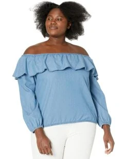 MICHAEL Michael Kors Plus Size Tencel Ruffle Top | Shirts & Tops