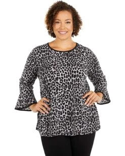 MICHAEL Michael Kors Plus Size Cheetah Flutter Sleeve Top | Shirts & Tops