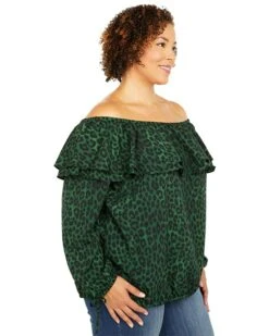 MICHAEL Michael Kors Plus Size Mega Cheetah Ruffle Peasant Top | Shirts & Tops 7 MICHAEL Michael Kors Plus Size Mega Cheetah Ruffle Peasant Top | Shirts & Tops -Outlet Michael Kors Store 81qnWHc lLL. AC SR736920