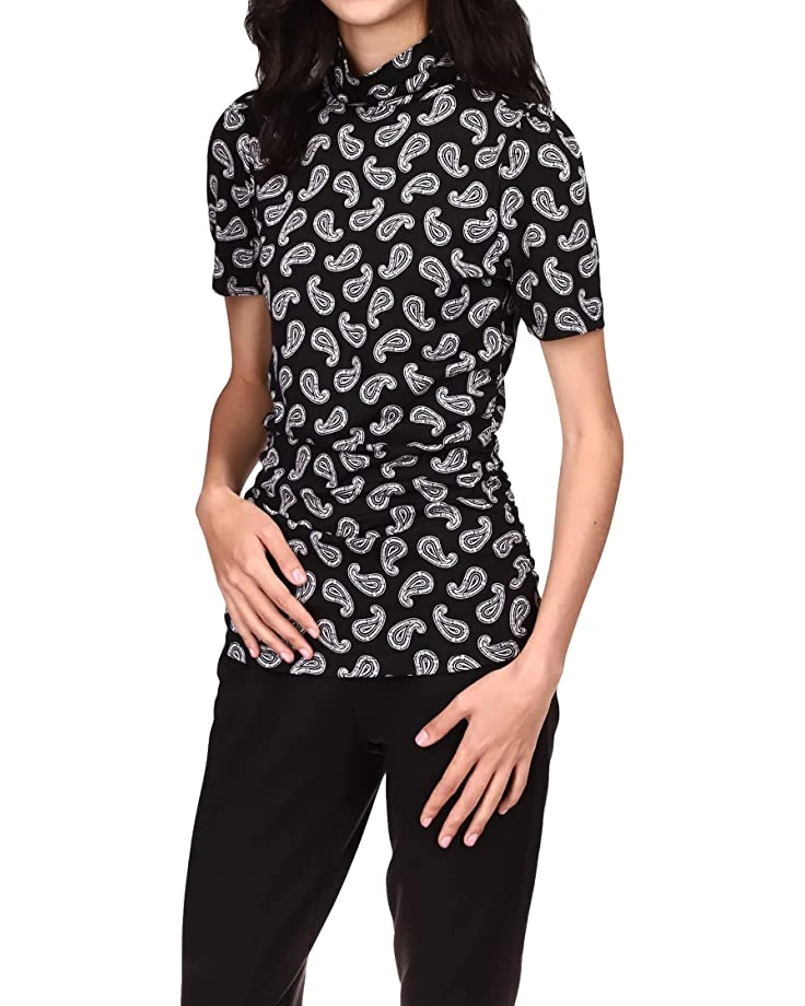 MICHAEL Michael Kors Paisley Short Sleeve Turtleneck Top | Shirts & Tops 1 MICHAEL Michael Kors Paisley Short Sleeve Turtleneck Top | Shirts & Tops
