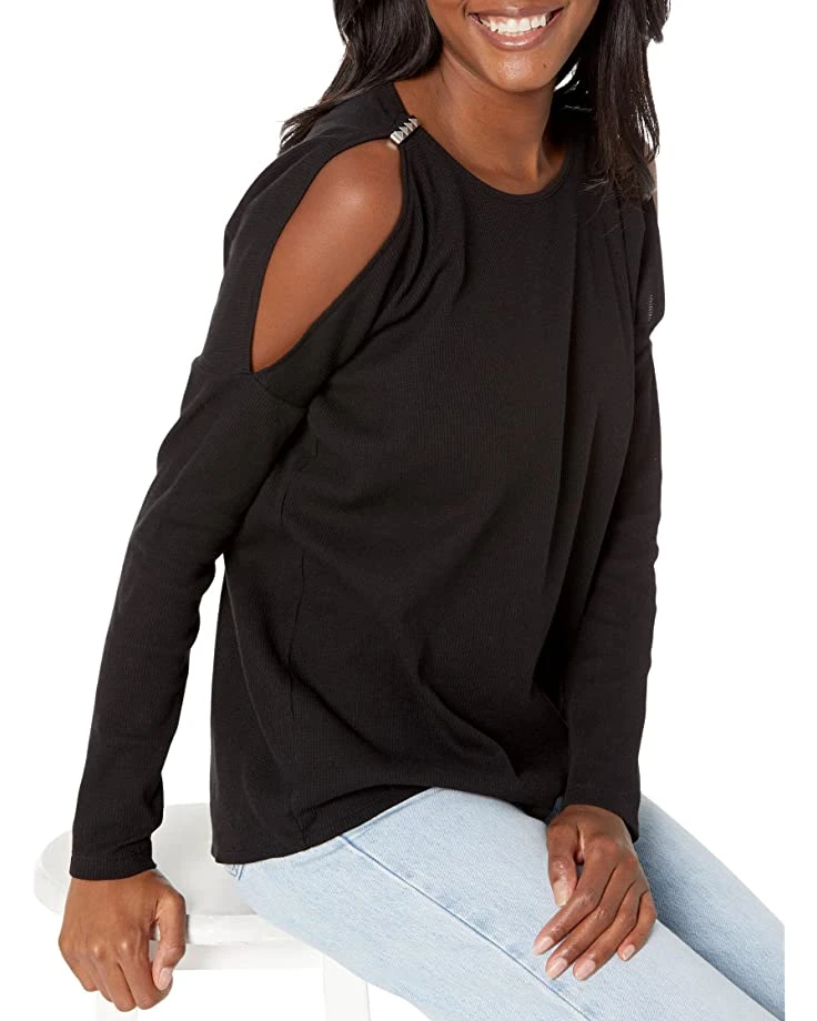 MICHAEL Michael Kors Waffle Stud Cold-Shoulder Top | Shirts & Tops 3 MICHAEL Michael Kors Waffle Stud Cold-Shoulder Top | Shirts & Tops - Image 3