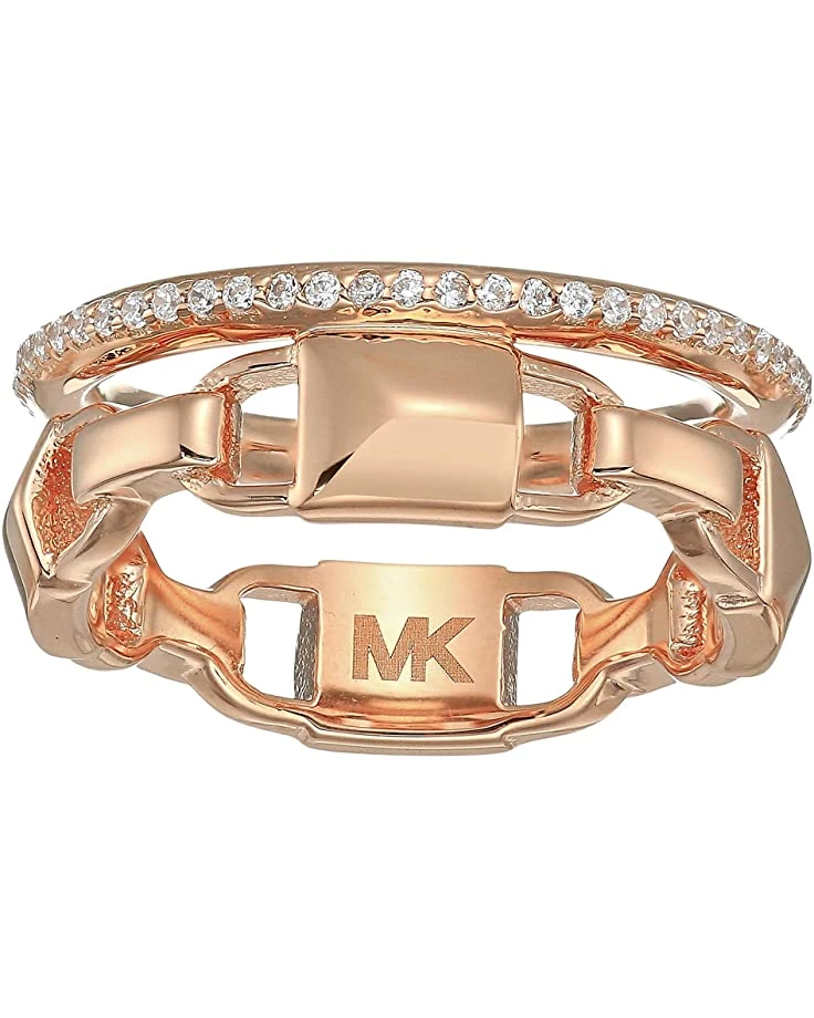 Michael Kors Precious Metal-Plated Sterling Silver Mercer Link Pavé Halo Ring | Rings 4 Michael Kors Precious Metal-Plated Sterling Silver Mercer Link Pavé Halo Ring | Rings - Image 4
