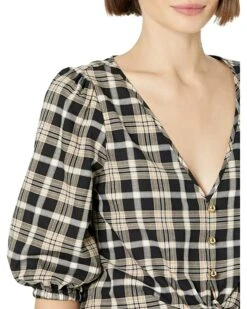 MICHAEL Michael Kors Petite Yarn-Dye Flannel Tie Front Top | Shirts & Tops -Outlet Michael Kors Store 91LbZV6Eu2L. AC SR736920