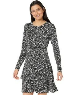 MICHAEL Michael Kors Stencil 60s Matte Jersey Flounce Dress | Dresses