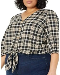 MICHAEL Michael Kors Plus Size Yarn-Dye Flannel Tie Front Top | Shirts & Tops 6 MICHAEL Michael Kors Plus Size Yarn-Dye Flannel Tie Front Top | Shirts & Tops -Outlet Michael Kors Store 91gCAPS7AUL. AC SR736920