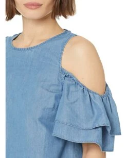 MICHAEL Michael Kors Petite Tencel Cold-Shoulder Ruffle Top | Shirts & Tops -Outlet Michael Kors Store 91vxZzZY0eL. AC SR736920
