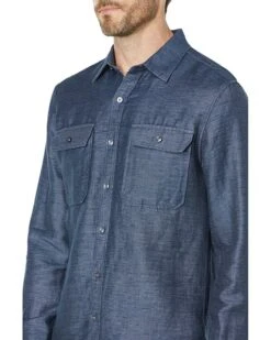 Michael Kors Long Sleeve Cotton Linen Dobby | Shirts & Tops -Outlet Michael Kors Store A1fWsxuj 1S. AC SR736920